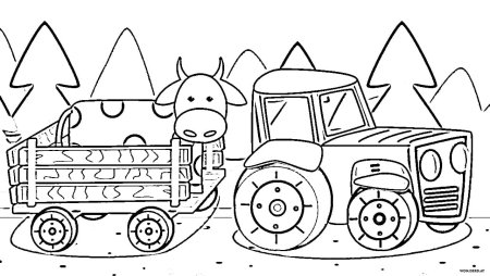 Синий трактор разукрашка