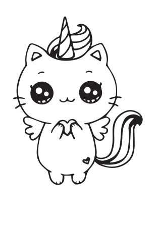 Кошка Единорожка раскраска