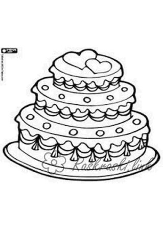 Раскраска торт с сердечками