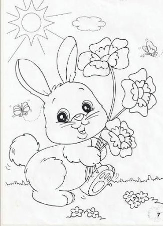 Заяц с подарком раскраска