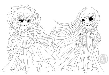 Раскраска Чиби принцессы