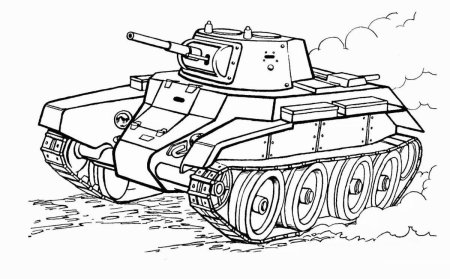 Раскраска танк т34 Военная техника для детей