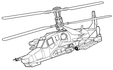 Раскраска военный вертолет ка-52