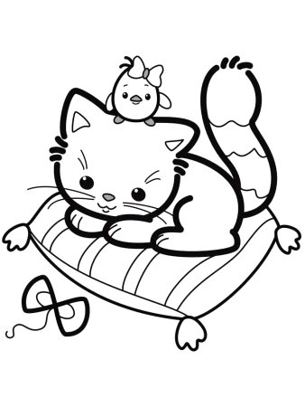 Раскраска кошечка для детей 3-4 лет