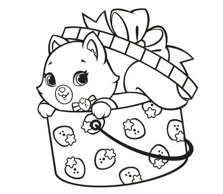 Кошечка с бантиком раскраска