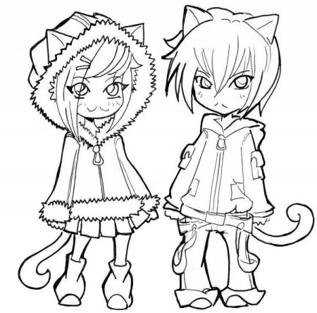 Раскраски аниме кошки