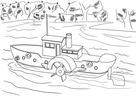 Пароход раскраска для детей