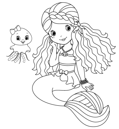 Раскраска маленькие русалки