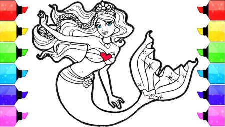 Русалка раскраска для детей