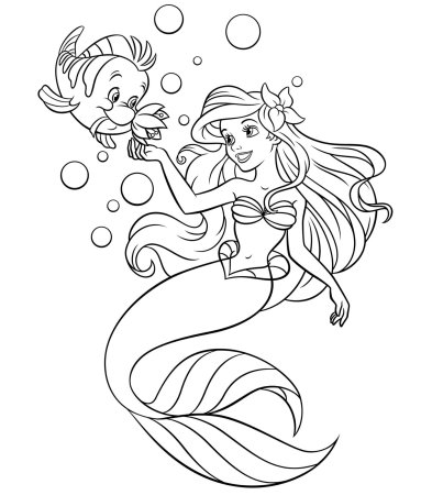 Русалочка Ариель Раскрасска