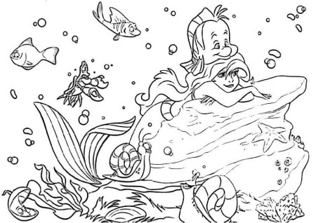 Раскраски принцессы Диснея Ариэль
