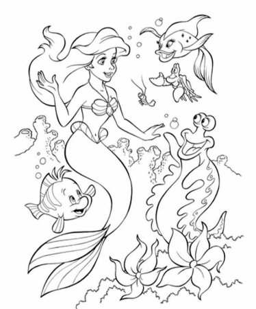 Русалка Ариэль раскраска