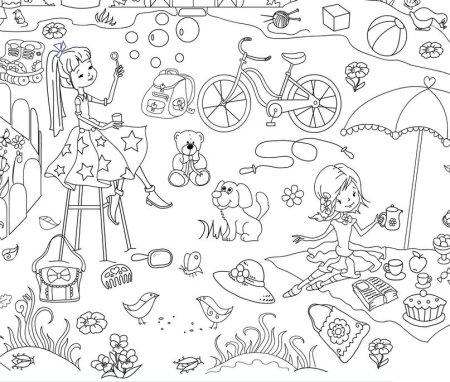 Большая раскраска для девочек