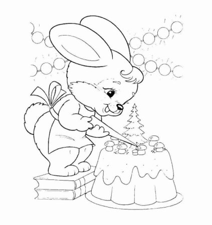 Любопытный зайчик раскраска