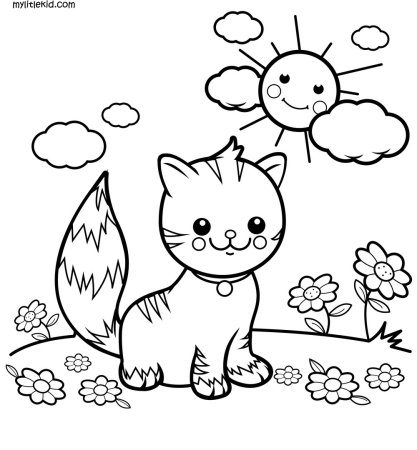 Котенок на Поляне раскраска