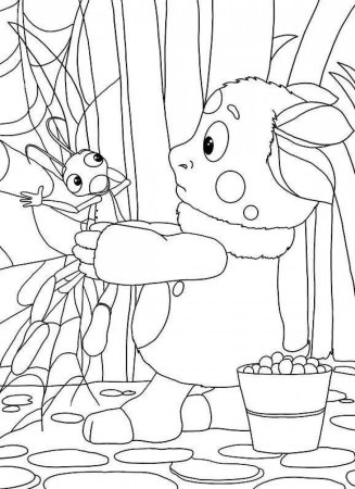 Раскраска Лунтик баба Капа