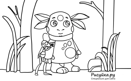 Раскраска Лунтик генерал Шер