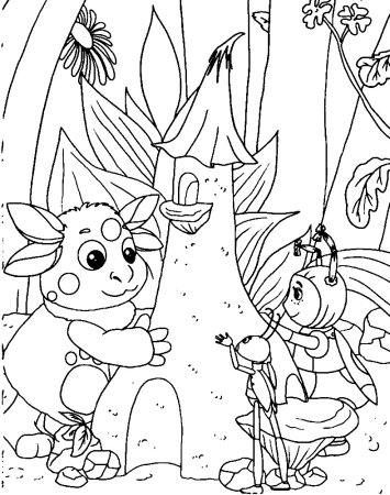 Раскраска Лунтик Божья коровка