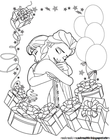 Открытка раскраска для девочки