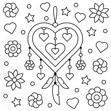 Звездочки и сердечки раскраска для детей