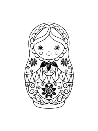 Раскраска Матрешка для маленьких