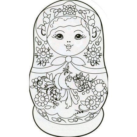 Раскраска матрёшка в русском стиле