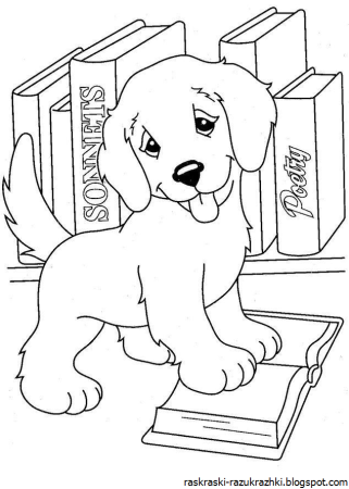 Контур собаки для раскрашивания