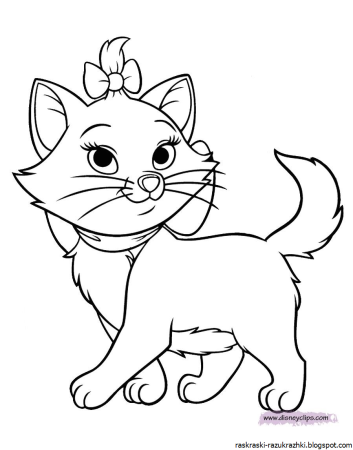 Раскраска кошечка для детей 3-4 лет