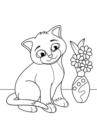 Котенок для раскрашивания