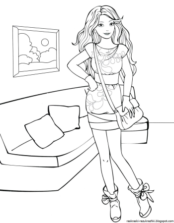 Модные девочки. Раскраска