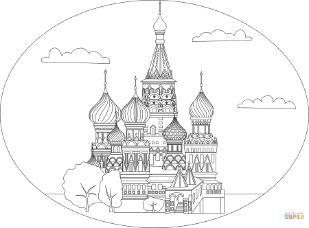 Собор Василия Блаженного для раскрашивания