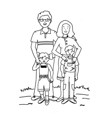 Счастливая многодетная семья рисунок