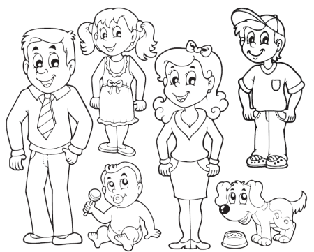 Члены семьи для раскрашивания