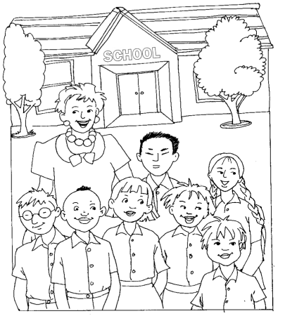 Раскраска семья и школа