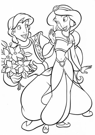 Дисней Аладдин Жасмин раскраска