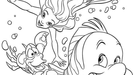 Раскраски для девочек животные Дисней Русалочка