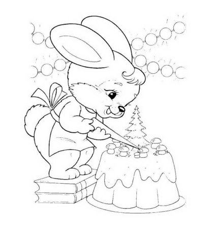 Новогодний заяц раскраска