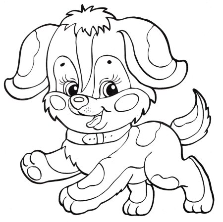 Детская раскраска щенок