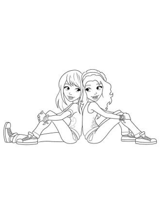 Раскраска девочки близняшки