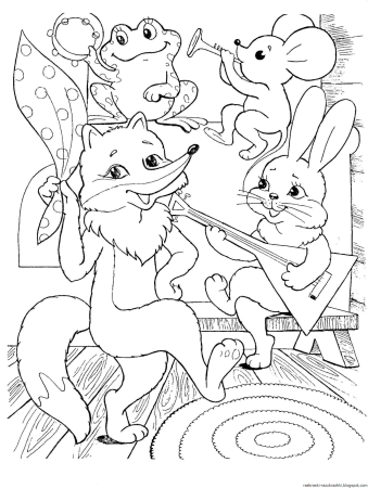 Сюжет сказки Теремок раскраска