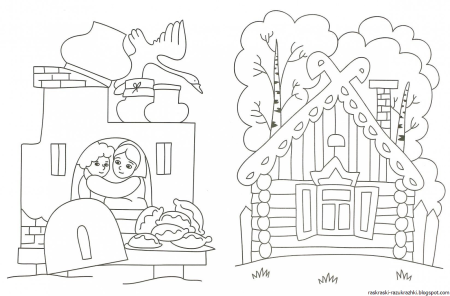 Лубяная избушка раскраска