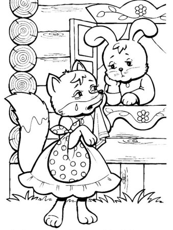 Раскраски к сказке Заюшкина избушка для детей