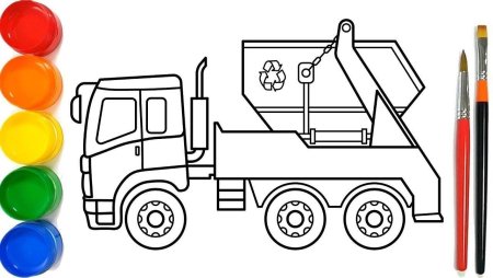 Мусоровоз раскраска для малышей