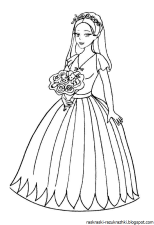 Раскраски девочки в красивых платьях