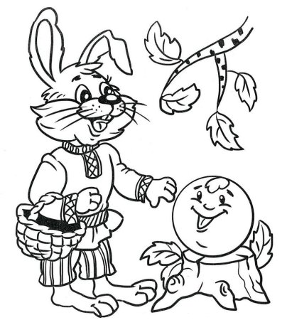 Раскраска сказка Колобок для детей 3-4 лет