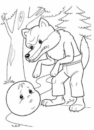 Колобок раскраска для малышей