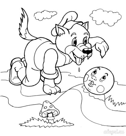 Лиса и Колобок раскраска для малышей