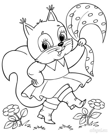 Раскраска Бельчонок для детей 3-4 лет
