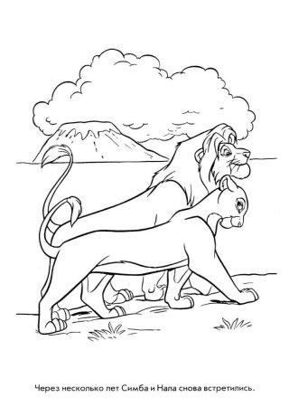 Симба и Нала раскраска