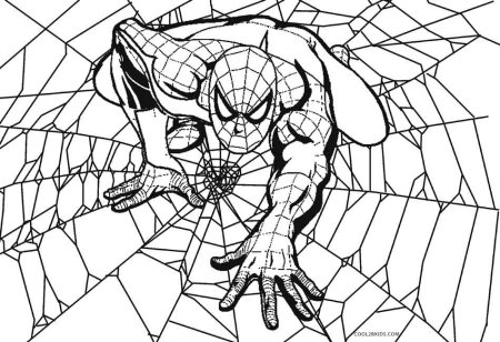 Человек паук с паутиной раскраска
